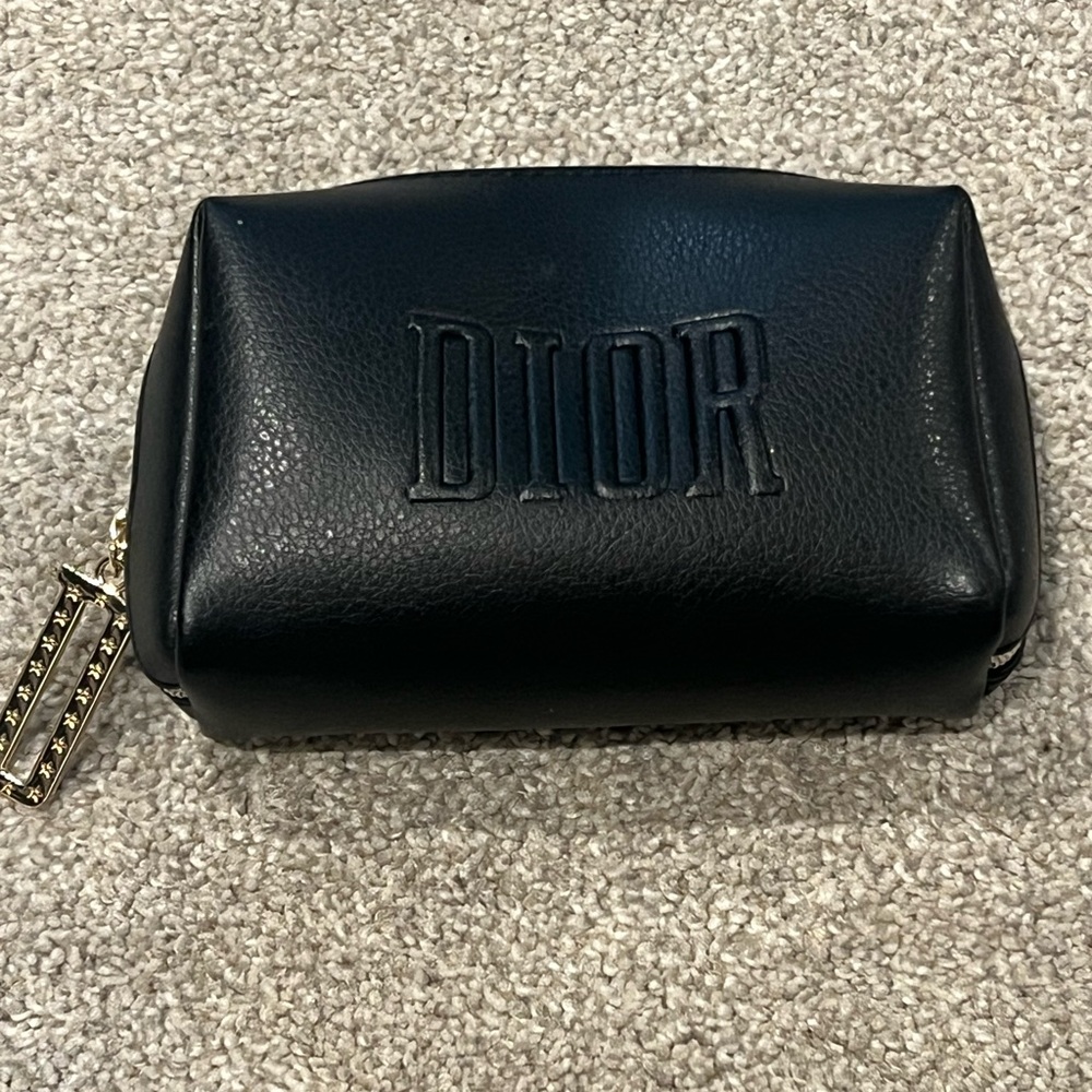 Dior Black Leather Cosmetic Pouch